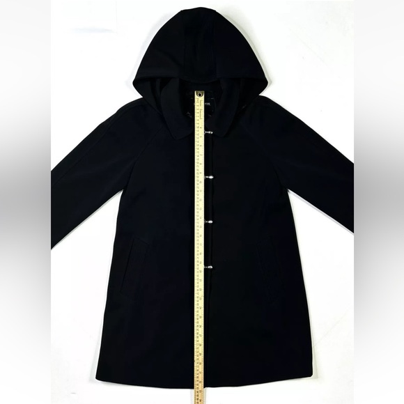 London Fog Trench Coat Women’s PM Black Softshell Metal Buckles Hooded Jacket - Picture 13 of 14